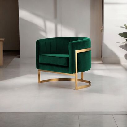 Křeslo Glam Elegance z plyše s kovovou konstrukcí