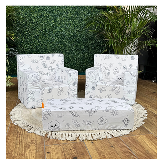 Pěnová sada kreslenka – 2 křesílka a stolek + fixy zdarma - 7