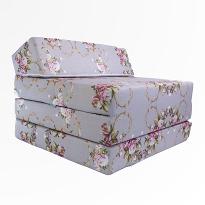 Skládací matrace se skosem – šedé květy