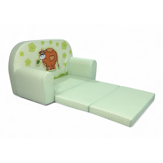 Dětská mini pohovka rozkládací– zelená kravička - 3