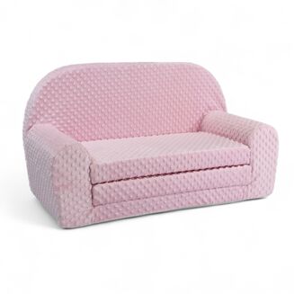 Dětská mini rozkládací pohovka – Monkey růžová s puntíky - 2