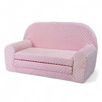 Dětská mini rozkládací pohovka – Monkey růžová s puntíky - 3