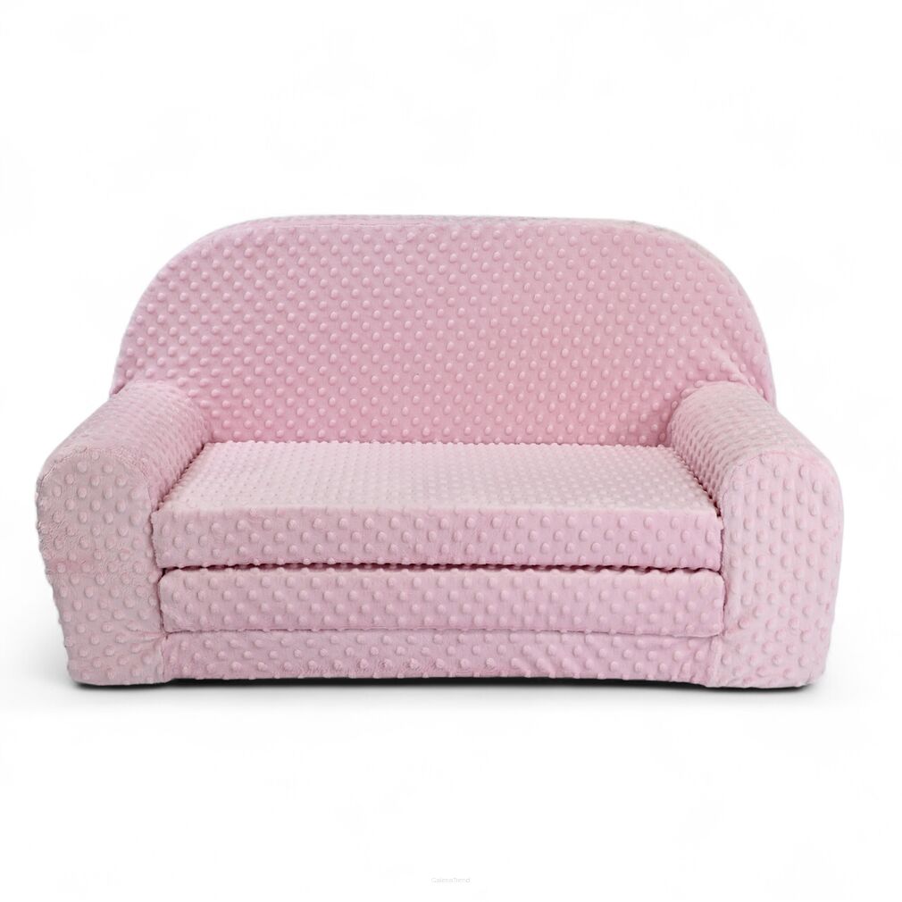 Dětská mini rozkládací pohovka – Monkey růžová s puntíky