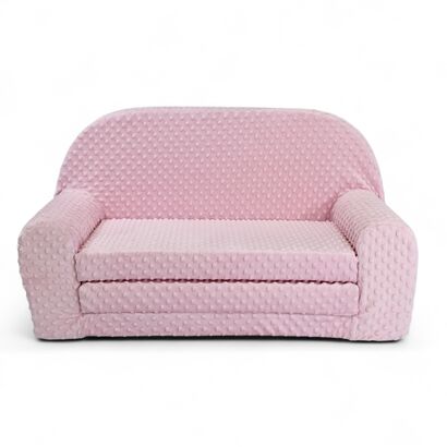 Dětská mini rozkládací pohovka – Monkey růžová s puntíky