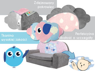 Dětská mini pohovka rozkládací Cloud Grey - 3