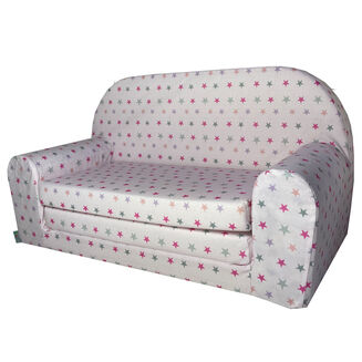 Dětská mini pohovka rozkládací – růžová s růžovými hvězdičkami - 2