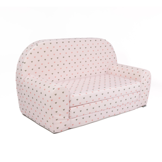 Dětská mini pohovka rozkládací– růžová se srdíčky - 2