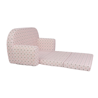 Dětská mini pohovka rozkládací– růžová se srdíčky - 3