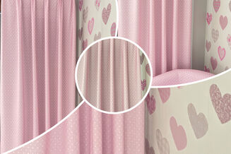 Tkanina mikrofaza motyw Różowa białe groszki - 2