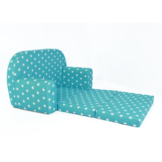 Dětská mini pohovka rozkládací– zelená s hvězdičkami - 3