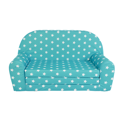 Dětská mini pohovka rozkládací– zelená s hvězdičkami