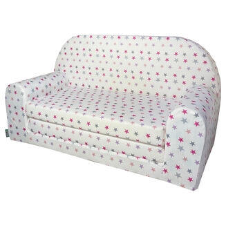 Dětská mini pohovka rozkládací– růžová s puntíky - 3