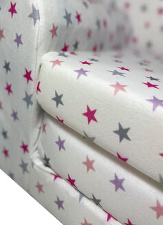 Dětská mini pohovka rozkládací– růžová s puntíky - 6