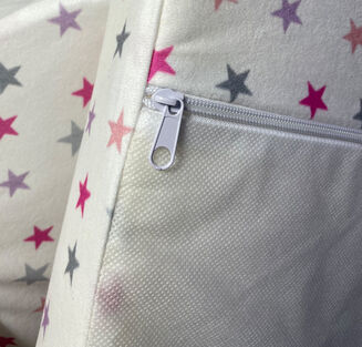 Dětská mini pohovka rozkládací– růžová s puntíky - 7