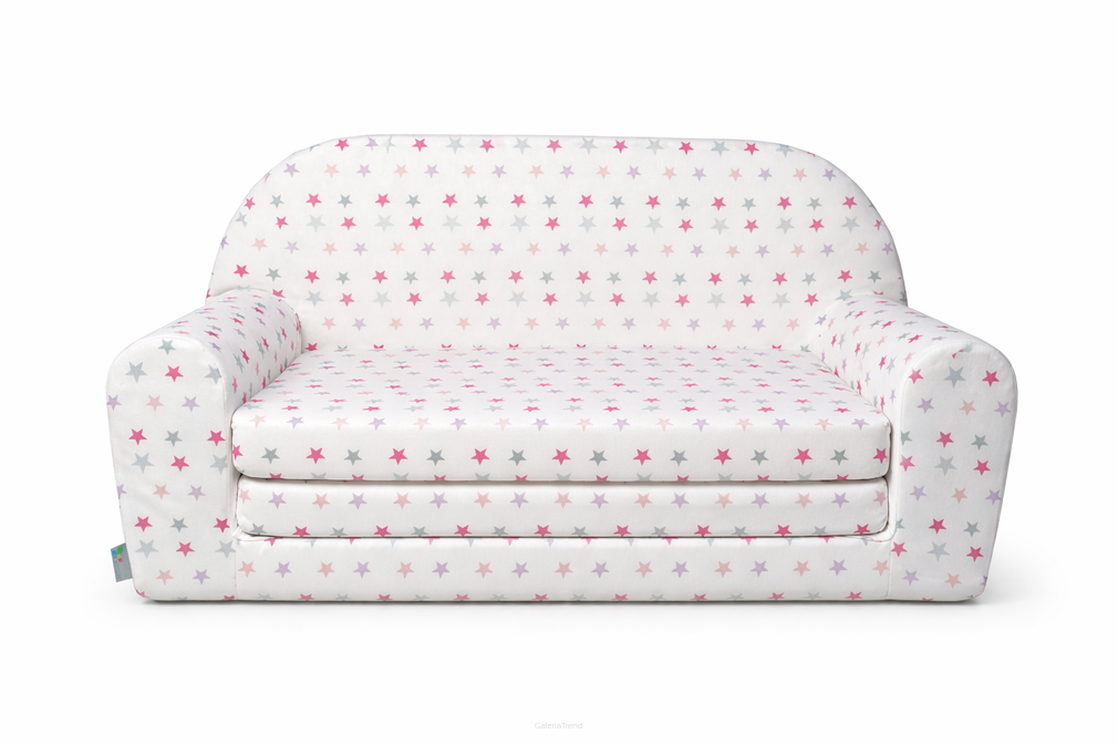 Dětská mini pohovka rozkládací– růžová s puntíky