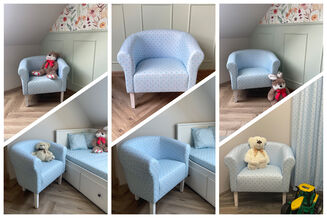 Tkanina mikrofaza motyw Niebieskie serca - 3