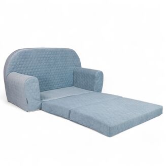Dětská mini pohovka rozkládací - Velvet modrý - 3