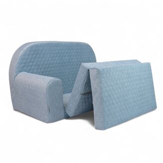 Dětská mini pohovka rozkládací - Velvet modrý - 4