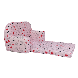 Dětská mini pohovka rozkládací– růžová s růžovými hvězdičkami - 3