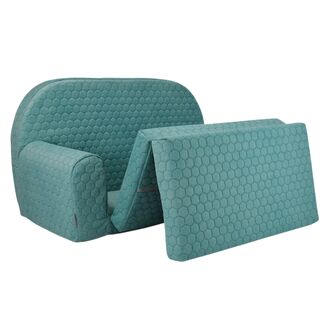 Dětská mini pohovka rozkládací velvet tyrkysová - 5