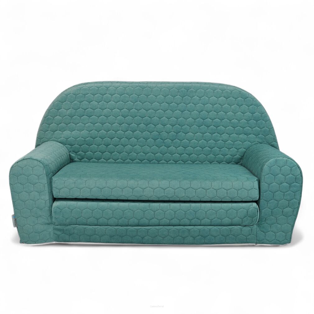 Dětská mini pohovka rozkládací velvet tyrkysová