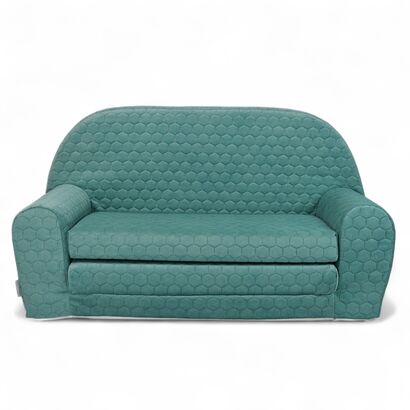 Dětská mini pohovka rozkládací velvet tyrkysová