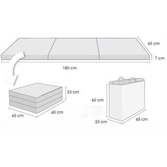 Turistická skládací matrace M 180x65x7 cm – Šedé Květiny - 2