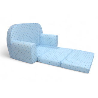 Dětská mini pohovka rozkládací– modrá se srdíčky - 3