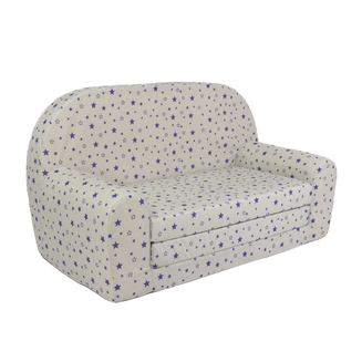 Dětská mini pohovka rozkládací– šedá s tmavě modrými hvězdičkami - 2