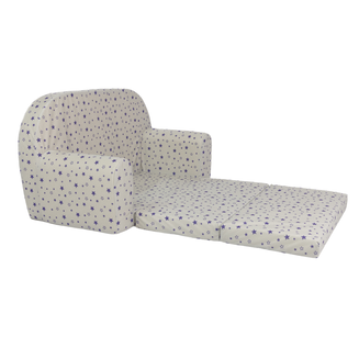 Dětská mini pohovka rozkládací– šedá s tmavě modrými hvězdičkami - 3