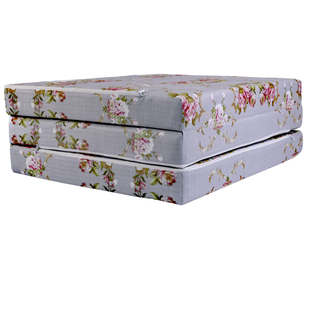 Skládací turistická matrace 195×60×9 cm – šedé květy, mikrovlákno - 4