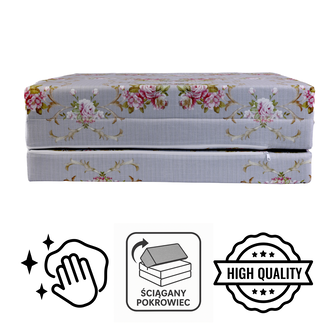 Skládací turistická matrace 195×60×9 cm – šedé květy, mikrovlákno - 6