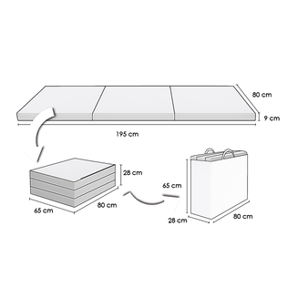 Rehabilitační matrace L 195×80×9 cm – skládací turistická - 3