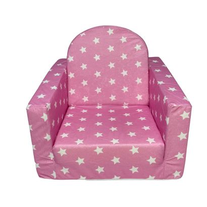 Fotelik dziecięcy rozkładany Różowy , gwiazdki białe