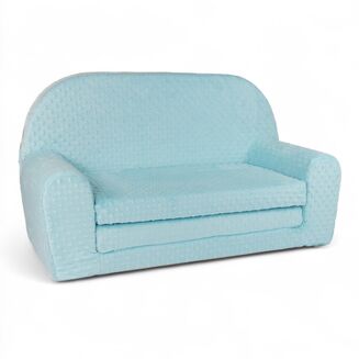 Mini rozkládací dětská pohovka v modrých puntících - 2