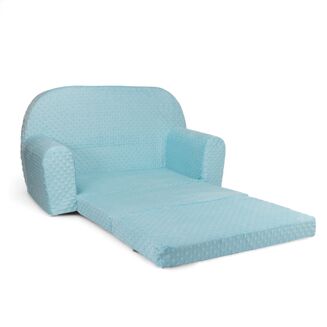 Mini rozkládací dětská pohovka v modrých puntících - 3