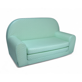 Dětská mini pohovka rozkládací – zelená s puntíky - 2