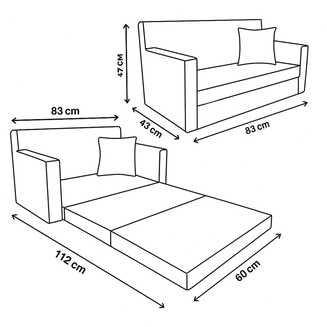 Rozkládací dětská pohovka Mini z manšestru - 4