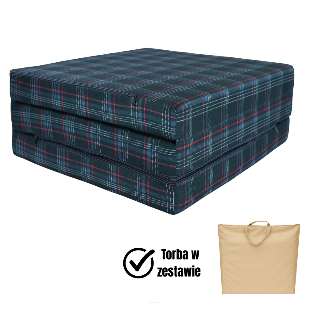 Matrace VW GTI – M 180x65x7 cm Šedá kostka s červeným akcentem Turistická Skládací