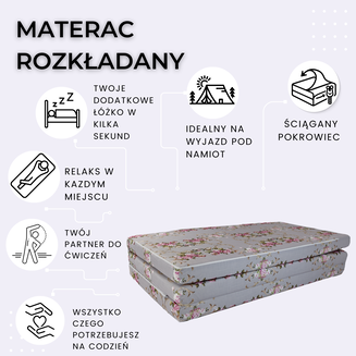 Turistická matrace 195×120×8 cm – šedé květy, velikost XL - 2
