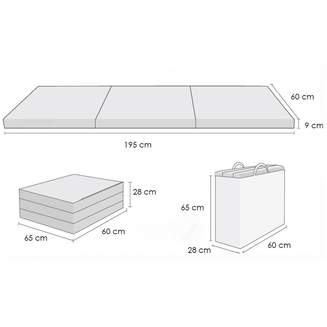 Skládací turistická matrace pro VW T4 – 195×60×9 cm - 3