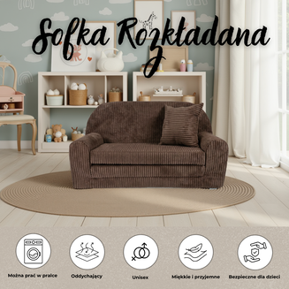 Dětská mini pohovka kulatá z manšestru - 3
