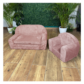 Dětská mini pohovka kulatá z manšestru - 19