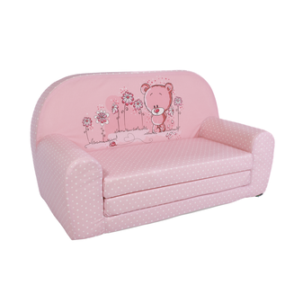 Dětská mini pohovka rozkládací– Teddy Bear puntíky - 2