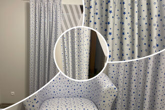 Tkanina mikrofaza  motyw  Niebieskie gwiazdki - 2