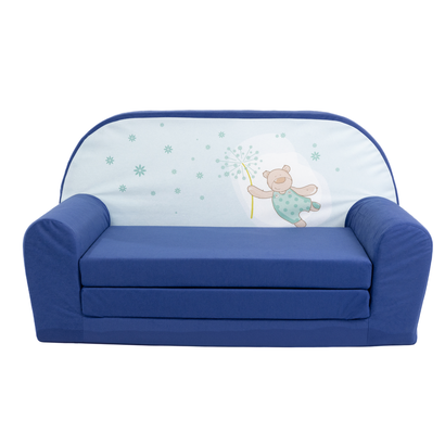 Dětská mini pohovka rozkládací – modrý medvídek