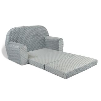 Mini plyšová pohovka rozkládací – šedé puntíky - 4