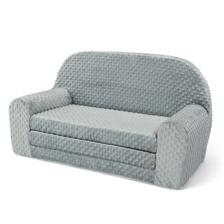 Mini plyšová pohovka rozkládací – šedé puntíky - 3