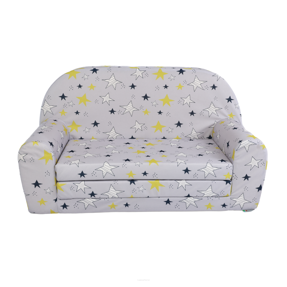 Dětská mini pohovka rozkládací– šedá noční hvězdy