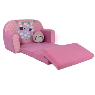 Dětská rozkládací pohovka Bird Pink – růžová kanape, gauč a postel pro děti - 2